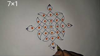 71 dots Easy Tuesday Rangoli Special Kolam Design Daily Rangoli Muggulu [upl. by Bowyer]