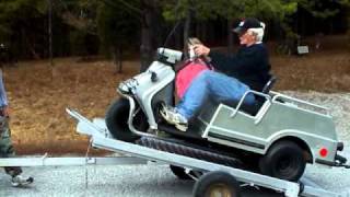 Indiana quotWildmanquot and Golf Cart Restorer Loads 3 Wheel Harley Davidson Golf Cart [upl. by Beal553]