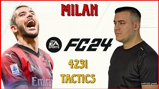 MILAN  4231 FORMATION CUSTOM TACTICS amp PLAYER INSTRUCTIONS FC 24 FULL GAMEPLAY [upl. by Annahgiel]