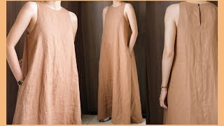 DIY Sleeveless Linen Maxi Dress  Linen Dress  Summer Dress [upl. by Rengia]