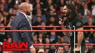 Seth Rollins signs Triple Hs Hold Harmless Agreement Raw March 27 2017 [upl. by Gustin551]