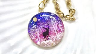 【UVレジン 100均】冬景色をイメージしたバックチャーム作ってみました！UV resin Winter back charm [upl. by Ailatan241]