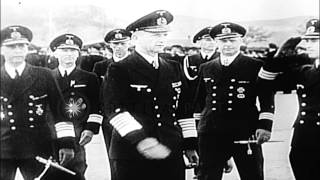 Admiral Karl Doenitz reviews German sailors and addresses them in Germany HD Stock Footage [upl. by Adnyl]