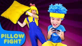 Pillow Fight  New Kids Game Challenge  Funny Game Song  Nursery Rhymes amp Kids Songs [upl. by Elbas50]