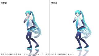 【MikuMikuDance】 MMDとMMMの比較動画 [upl. by Hayott]