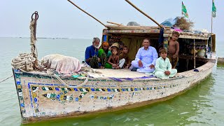 A Pakistani Village on Boats  Ancient Tribe  Boat House  Floating Village  Village Food Secrets [upl. by Rolph]