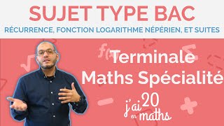 Récurrence Fonction Logarithme népérien  suites  Sujet Type Bac  Terminale Maths Spécialité [upl. by Mcspadden]