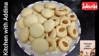 Plain and Almond cookies recipe by kitchen with Addina  easiest and simplest way to make cookies [upl. by Nolasba]