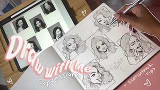 Draw with Me✍🏽💗 The Aesthetic Way to Fill Your Sketchbook  Expressions  Art Tips ✨ [upl. by Angelique]