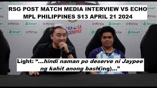 RSG Post Match Media Interview vs Echo  MPL Philippines S13 April 21 2024 [upl. by Ginger424]