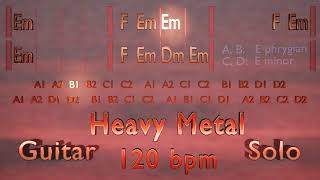 Guitar Solo in E Phrygian E minor  Heavy Metal  120 bpm [upl. by Ball]