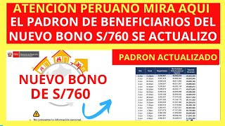 Urgente se actualizo el padrón del Nuevo Bono S760 [upl. by Nwahsyt924]