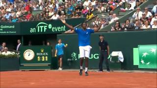 Incredible shot Gael Monfils  Davis Cup  France vs Czech [upl. by Sorodoeht85]