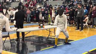 Chatham foil fencer Dev Badlani clinches his bout at the MCT [upl. by Ilajna394]