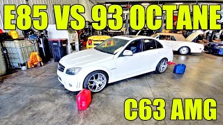 Dyno Tuning A C63 AMG With 93 Octane Vs E85 Big Power Gains On A Naturally Aspirated V8 M156 [upl. by Manheim398]