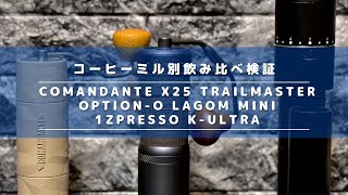 COMANDANTE「X25 Trailmaster」vs 1Zpresso「Kultra」 vs OPTIONO「Lagom mini」飲み比べ検証！ [upl. by Marie]