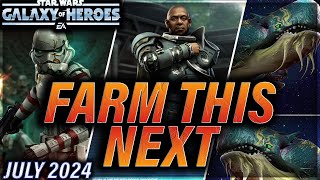 PRIORITY FARMING LIST GL AHSOKA EDITION July 2024 starwars galaxyofheroes swgoh [upl. by Liana]