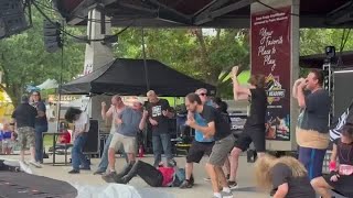 Jason Sydejko competes in Iowa State Fair air guitar contest [upl. by Ragen281]