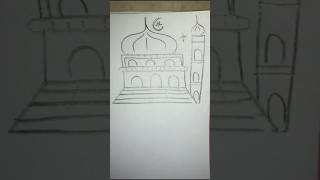 Easy masjid drawing 🕌🕌🕌🕌 art viralshortvideo masjid islamart drawing trending [upl. by Ynogoham]