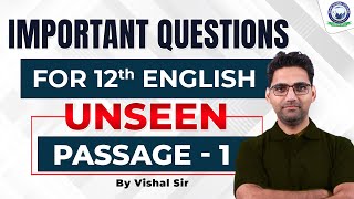 Unseen Passage  Important Questions for 12th English Unseen Passage  1  English by Vishal Sir [upl. by Euv]