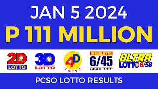 Lotto Result January 5 2024 9pm PCSO [upl. by Einalem]