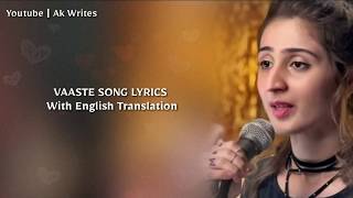 Vaaste  Lyrics  English Translation  Dhvani Bhanushali  Nikhil D’souza  Tere Liye Mera Safar [upl. by Ulrich]