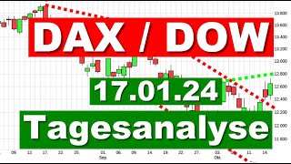 DAX DOW Charttechnik ✯ Tagesausblick ✯ Chartanalyse für den 17012024 Aktien Wertpapiere traden [upl. by Benioff635]