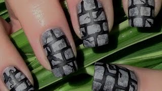 Mauer Muster Nageldesign grau selber malen  Matt Naildesign Tutorial Herbst  Material Nails [upl. by O'Toole]