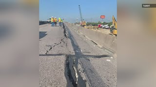 Crack on I10 triggers closure in Beaumont drivers taking alternative routes [upl. by Eniad]