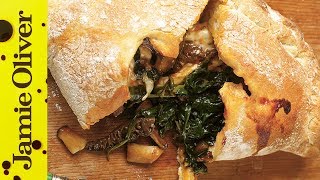 Easy Mushroom amp Spinach Pizza Calzone Recipe  Jamie Oliver [upl. by Lawan349]