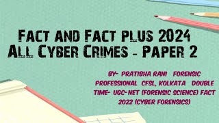 factamp Fact plus 2024 All Cyber Crimes Covered  Pratibha Rani [upl. by Nomelif]