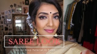 Saree Look Tutorial in Tamil  Vithya Hair and Makeup Artist [upl. by Shank]