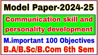 Communication skills and personality development  Top100 MCQs  BA BSc BCom 6th Semester [upl. by Zoila440]