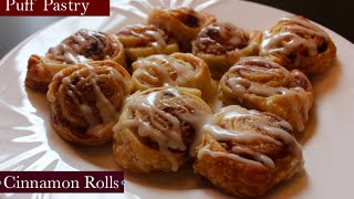 Cinnamon Rolls made with puff pastry quick and easy homemade recipe [upl. by Ender]