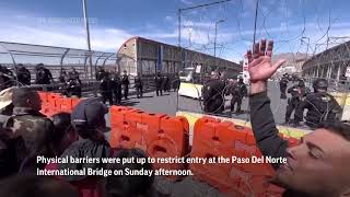 Chaos as migrants stopped at MexicoUS border [upl. by Bonne980]