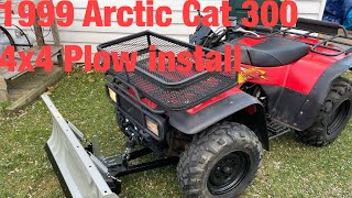 ATV snow plow install Arctic Cat 300 4x4 [upl. by Retxab]