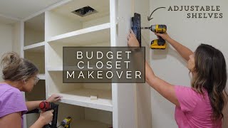 BUDGET CLOSET MAKEOVER  Adjustable Shelves  Face Frames [upl. by Thompson]