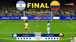 ARGENTINA vs COLOMBIA  Penales  Final Copa América 2024  Messi contra Diaz  Jugabilidad PES [upl. by Kela]