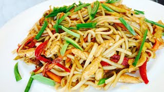 Лапша удон с курицей и овощами в соусе терияки Рецепт от Готовим дома Udon noodles with chicken [upl. by Kevina]