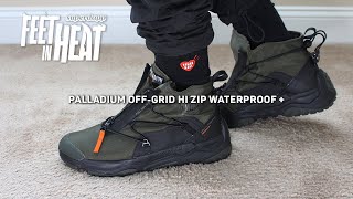 PALLADIUM OffGrid Hi Zip Waterproof Sneaker Boot  Unboxing Review On Feet Look  FEET IN HEAT [upl. by Carper]