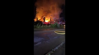 Fire burns at Woonsocket mill fire [upl. by Regdirb]