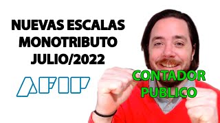 NUEVAS ESCALAS de MONOTRIBUTO para JULIO2022 AFIP ARGENTINA 🔥 ALIVIO FISCAL AUMENTO TOPE CATEGORIAS [upl. by Wilbert]