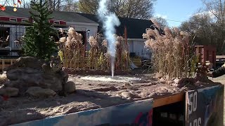 This Plymouth Thanksgiving Parade float has a waterfall geyser [upl. by Eremahs]