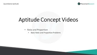 Concept Video 3 Ratio and Proportion Basic Problems Live Aptitude Training PlacementSeason [upl. by Nairad681]