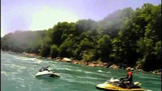 Seadoo jetski jumping waves in the Niagara River Rapids Whirlpool Boat sinking [upl. by Ranjiv]