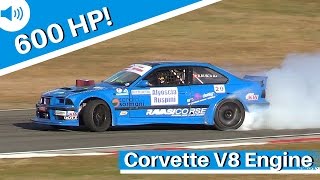 BMW e36 powered by V8 LS1 Chevy Engine  Drifting POWER amp Pure Sound [upl. by Eseekram]