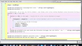 Java Tutorial Part 07  einfaches Sortieren von Feldern [upl. by Lehsreh]