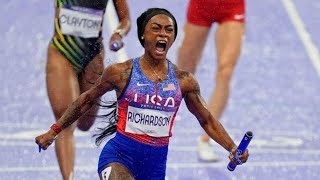 Paris Olympics Sha’Carri Richardson wins her first gold as part of 4x100 relay [upl. by Eirrahs523]