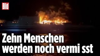 Dramatisches Feuer Autofähre bei Korfu brennt  Griechenland [upl. by Francene]