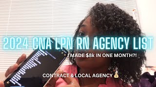 2024 CNA LPN RN TRAVEL CONTRACT amp AGENCY LIST  Tierra Lasha’ [upl. by Richmond]